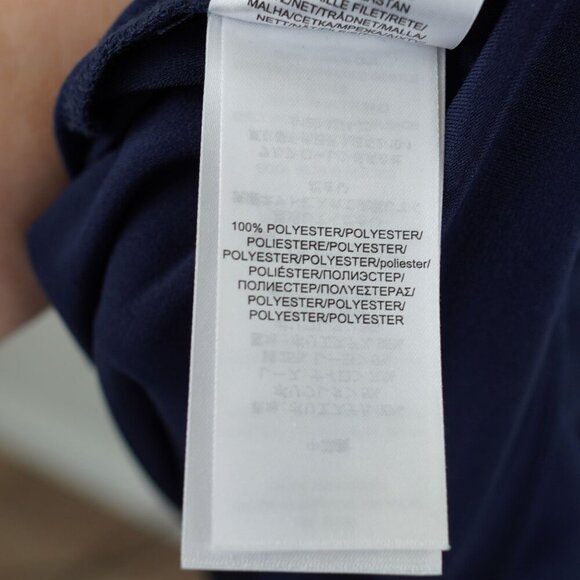 Lauren Ralph‎ Lauren Navy Blue Lace Trimmed Midi Dress Size 10 - Picture 8 of 10